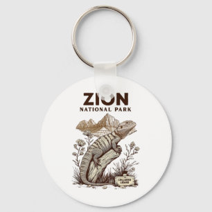 Porte-clés Lézard à collier du parc national de Zion rétro Ca