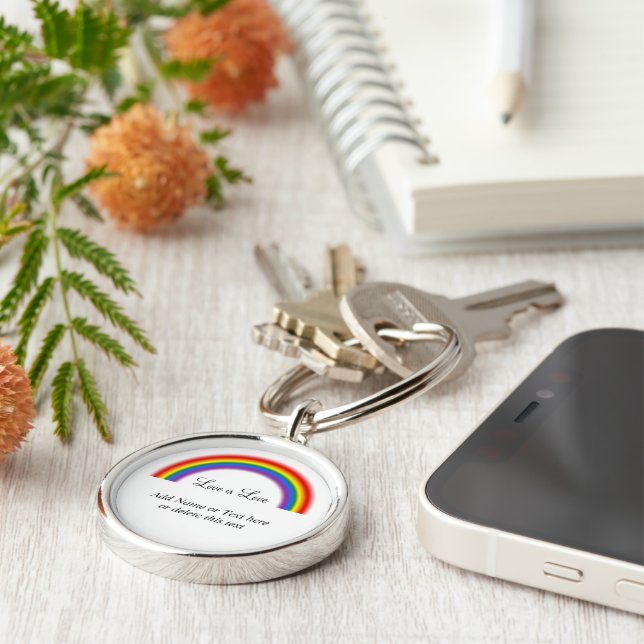 Porte-clés LGBT Rainbow Gay pride Love is Love or Your Text (Côté)
