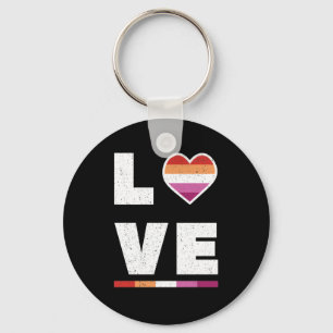 Porte-clés LGBTQ Lesbian Pride Drapeau Distressed Grunge Love
