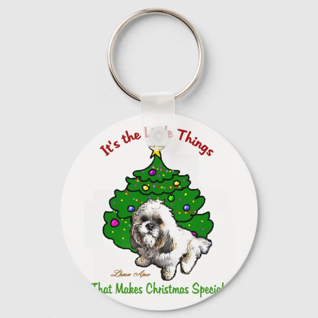 Porte-clés Lhasa Apso Cadeaux de Noël (Recto)
