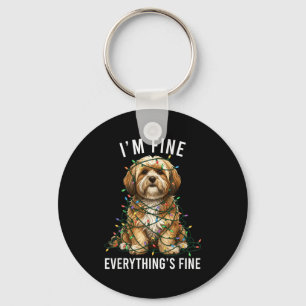 Porte-clés Lhasa Apso Noël Je vais bien Tout va bien
