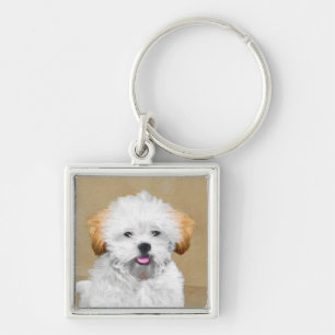 Porte-clés Lhasa Apso Puppy Peinture - Cute Original Chien Ar