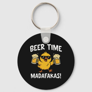 Porte-clés L'heure de la bière Madafakas Mème drôle Canard à