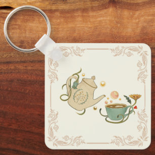 Porte-clés L'heure du thé, thé vintage cosy