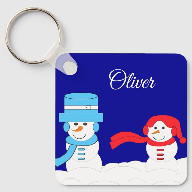 Porte-clés L'hiver est neigeux : Bleu foncé (Recto)