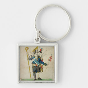 Porte-clés L'homme avec six caricatures de Heads', de Charles