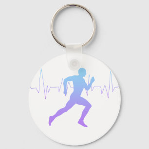 Porte-clés L'Homme Coure La Silhouette Gradient Et La Ligne D
