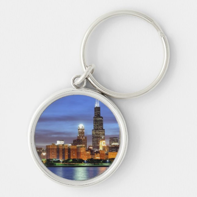Porte-clés L'horizon de Chicago du planétarium d'Adler (Devant)