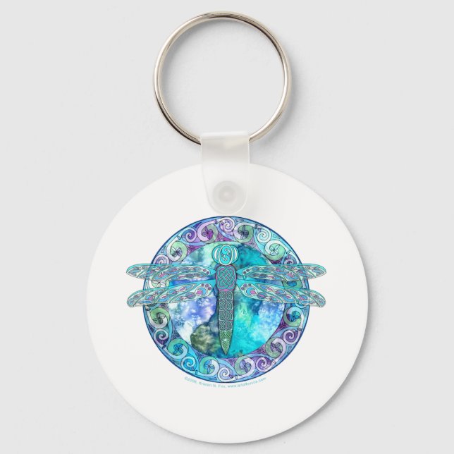 Porte-clés libellule celtique cool (Recto)
