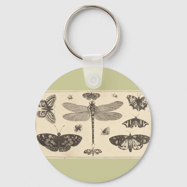 Porte-clés libellule, coccinelle et papillons (Recto)