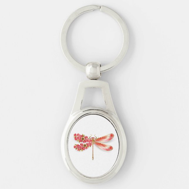 Porte-clés libellule de fleurs avec sakura de bijoux (Devant)