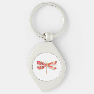 Porte-clés libellule de fleurs avec sakura de bijoux