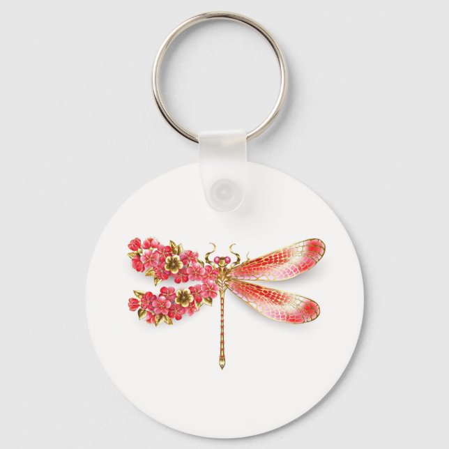 Porte-clés libellule de fleurs avec sakura de bijoux (Recto)