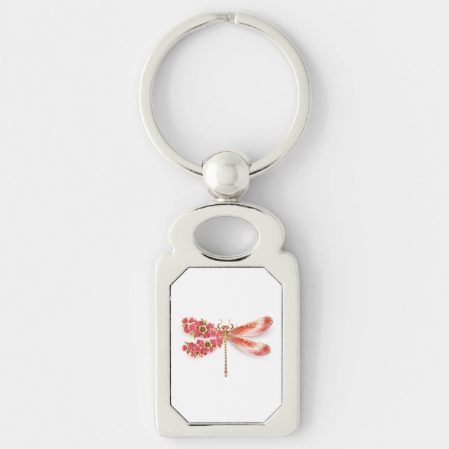 Porte-clés libellule de fleurs avec sakura de bijoux (Devant)