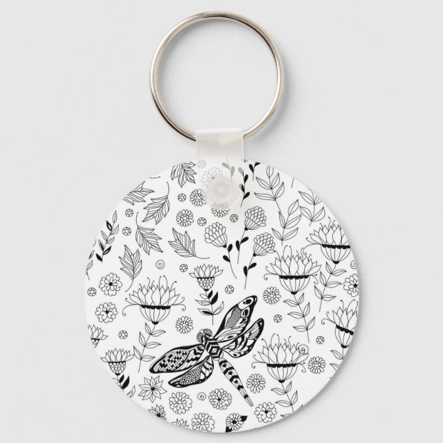 Porte-clés libellule et fleurs (Recto)