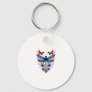 Porte-clés Libellule Pour Femmes Chakra Couleur Fleur Libellu