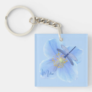 Porte-clés libellule sur pavot bleu