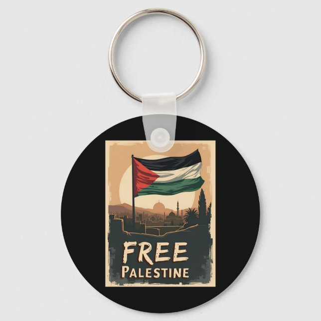 Porte-clés Libérez le drapeau palestinien de la Palestine ave (Recto)