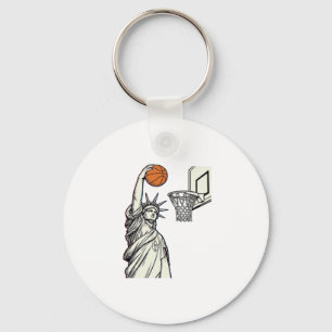 Porte-clés Liberté Basketball Dunk Dessin de Gravure Vintage_