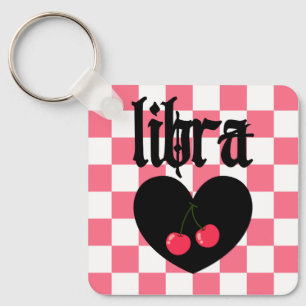Porte-clés Libra Gothique esthétique À damiers Cherry Design