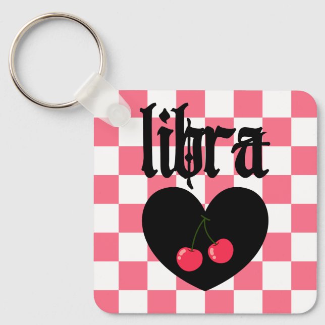 Porte-clés Libra Gothique esthétique À damiers Cherry Design (Recto)