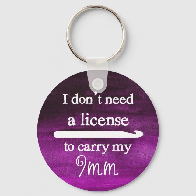 Porte-clés Licence Crochet Hook Artisanat Aquarelle violette (Recto)