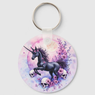 Porte-clés Licorne au Clair de Lune Parmi les Roses Oubliées,