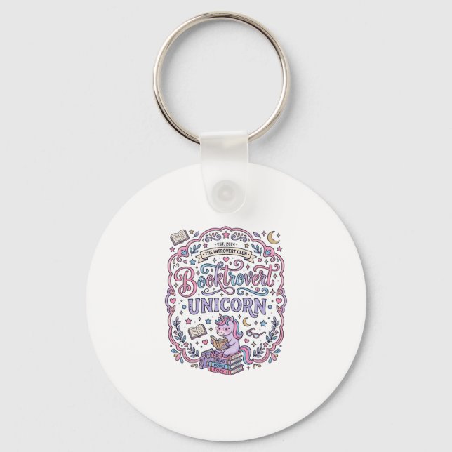 Porte-clés Licorne Booktrovert Licorne Amusant Cadeau Mignon  (Recto)