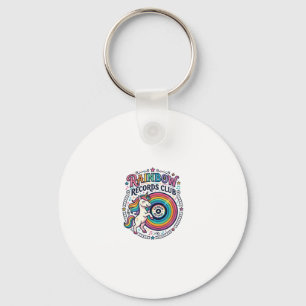 Porte-clés Licorne Club de disques Arc-en-ciel Fond Blanc Mig