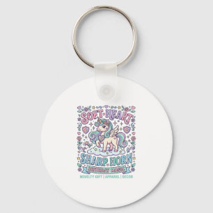 Porte-clés Licorne Cœur Doux Corne Pointue Typographie Gras P