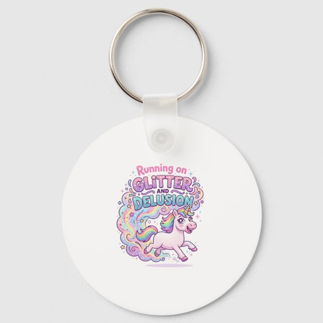 Porte-clés Licorne courant sur Brillant et Illusion Charmant  (Recto)
