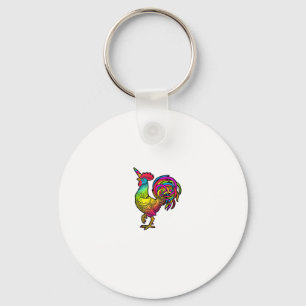 Porte-clés Licorne de poulet arc-en-ciel coq image drôle d'an