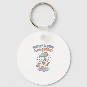 Porte-clés Licorne en partie nuageux avec un T-Shirt tendance