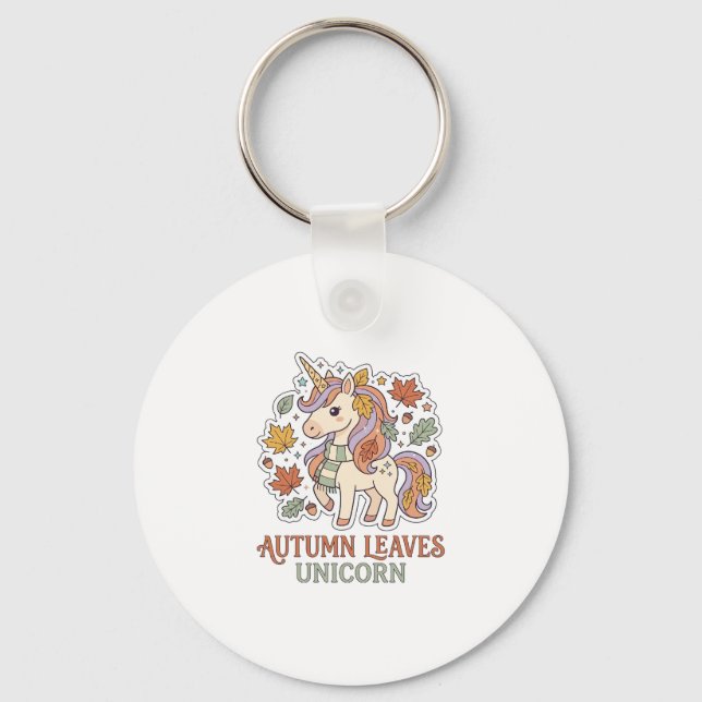 Porte-clés Licorne Feuilles D'automne Licorne Graphisme Merch (Recto)