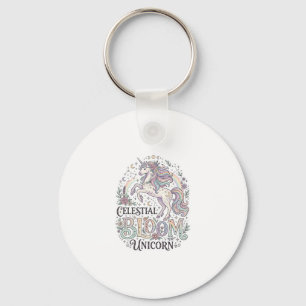 Porte-clés Licorne Fleur Céleste Licorne Premium Vecteur Typo