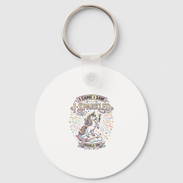 Porte-clés Licorne J'arrivai Je Vis Je Scintillai Impression  (Recto)