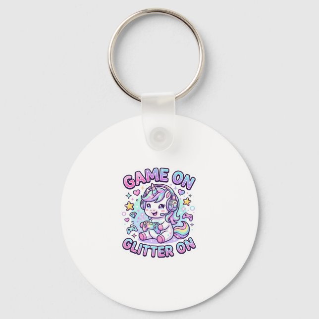 Porte-clés Licorne Jeu Sur Paillettes Sur Graphisme Merch De (Recto)