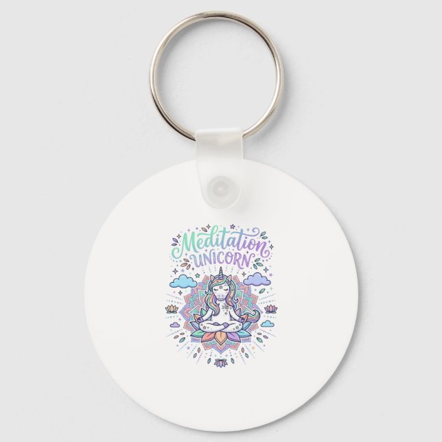 Porte-clés Licorne Méditation Licorne Fond Blanc Vecteur (Recto)
