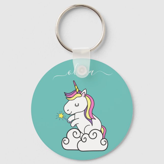 Porte-clés licorne mignon avec nom de fille person (Recto)