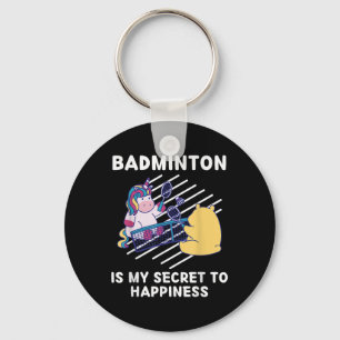 Porte-clés Licorne Mignonne De Badminton Est Mon Secret Au Bo