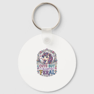 Porte-clés Licorne Mignonne mais Légèrement Féroce Fond Blanc
