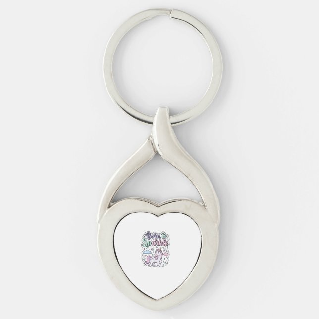 Porte-clés Licorne née pour briller Graphisme Merch Desig (Devant)