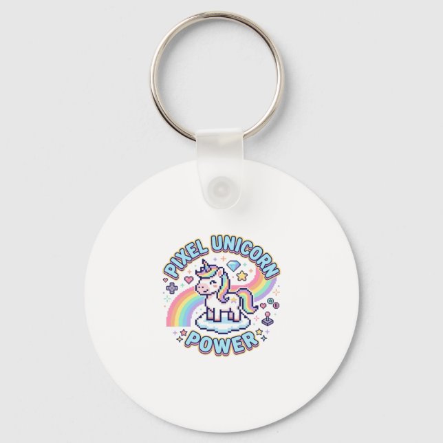 Porte-clés Licorne Pixel Licorne Puissance Conception Graphiq (Recto)