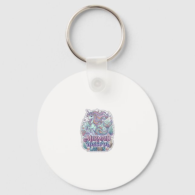 Porte-clés Licorne Sirène Licorne Lagune Conception Graphique (Recto)