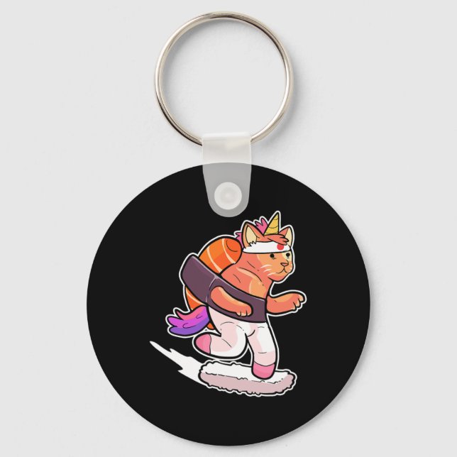 Porte-clés Licorne surfeuse surfer sushi chat figurine anime  (Recto)