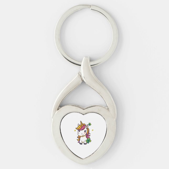 Porte-clés Licorne Trèfle Chanceux (1) (Devant)