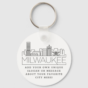 Porte-clés Ligne aérienne stylisée Milwaukee   Slogan personn