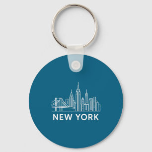 Porte-clés Ligne artistique minimaliste blanche de la skyline
