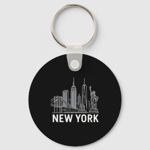 Porte-clés Ligne blanche de l'horizon de New York avec la sta