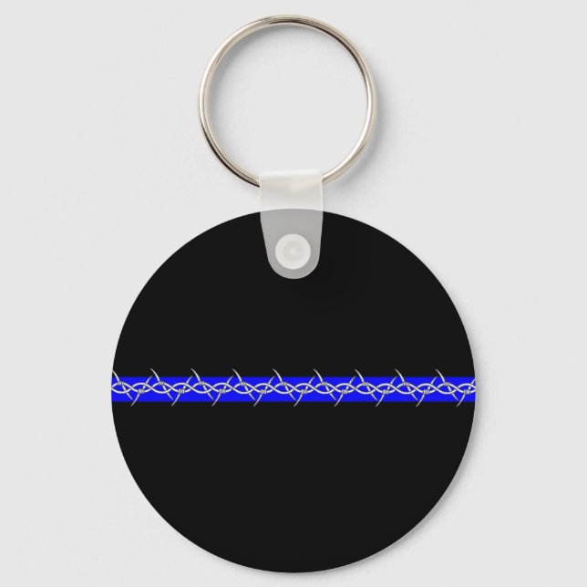 Porte-clés Ligne bleue du fil barbelé des corrections (Recto)